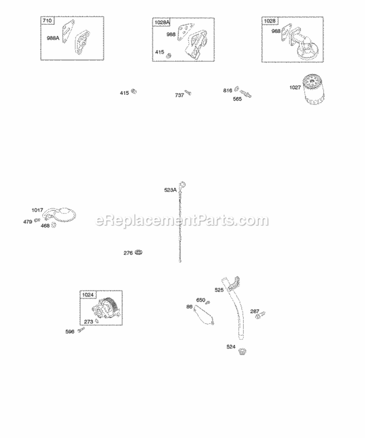 Lubrication Diagram and Parts List for 295447-0142-E1  Briggs and Stratton Engine